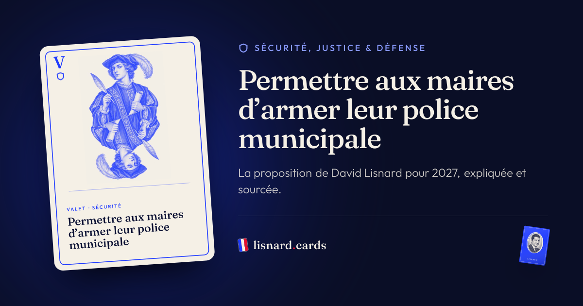 L’image qui accompagnera le lien : Permettre aux maires d’armer leur police municipale : la proposition de David Lisnard