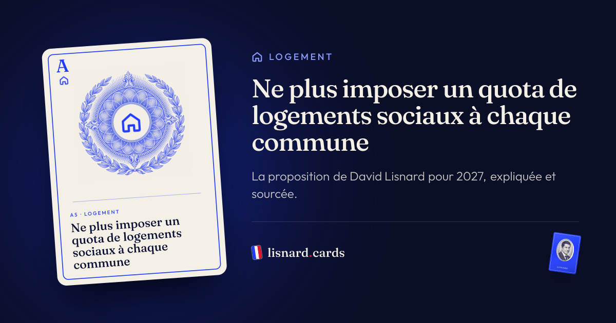 L’image qui accompagnera le lien : Ne plus imposer un quota de logements sociaux à chaque commune : la proposition de David Lisnard